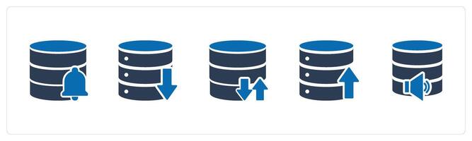 A set of 5 Internet icons as server notification, download server, vector