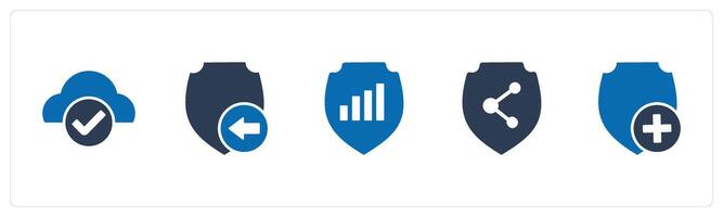 A set of 5 Internet icons as approve cloud, received shield, graph security vector