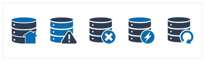 A set of 5 Internet icons as home server, server maintenance, wrong server vector