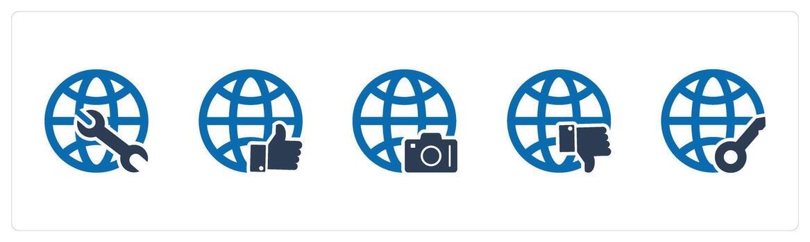 A set of 5 Internet icons as global maintenance, like global, global image vector