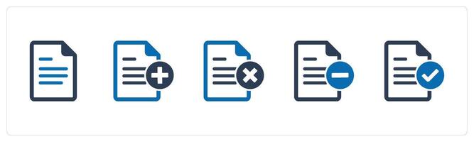 A set of 5 Document icons as document, create page, wrong page vector