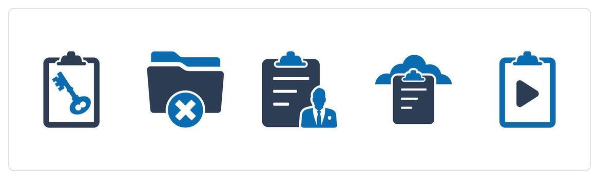 A set of 5 Document icons as page protection, wrong folder, document vector