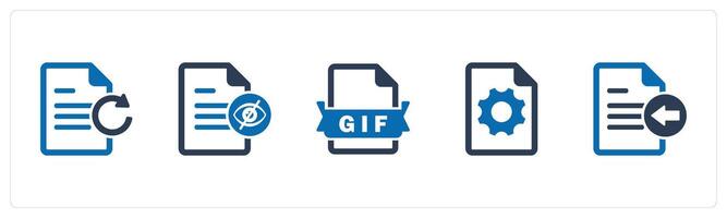 A set of 5 Document icons as update document, invisible document, gif file vector
