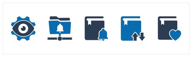 A set of 5 Document icons as view setting, folder notification, book notification vector