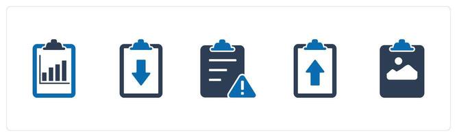 A set of 5 Document icons as graph document, download page, page maintenance vector