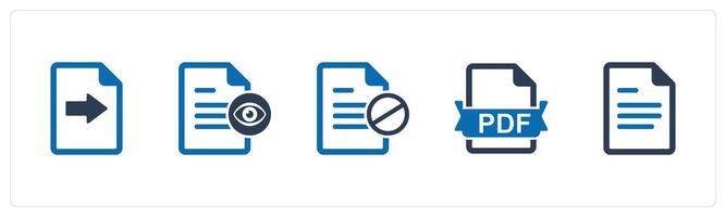 A set of 5 Document icons as send file view document, document prohibited vector