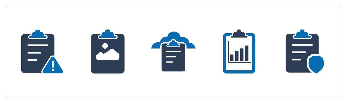 A set of 5 Document icons as page maintenance, image document, cloud document vector
