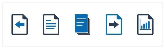 A set of 5 Document icons as receive file, document, duplicate copy vector