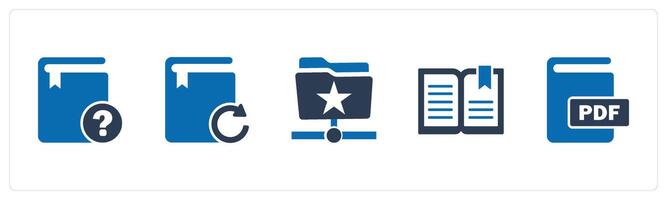 A set of 5 Document icons as question book, update book, favorite folder vector