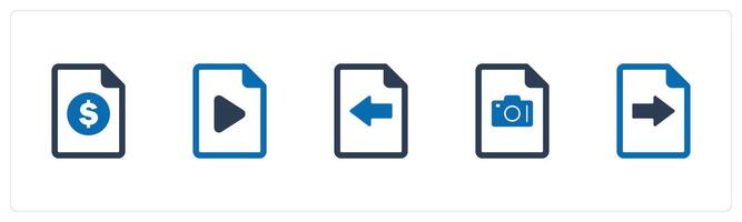 A set of 5 Document icons as invoice, file, receive file vector