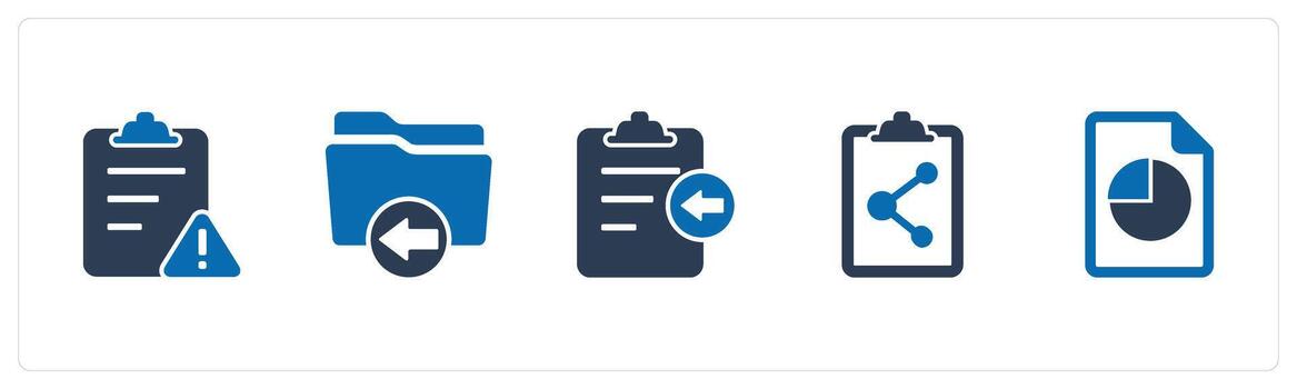 A set of 5 Document icons as page maintenance, receive folder, download file vector
