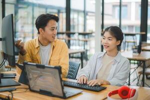 team programmer focuses on software development, site design, and the advancement of coding and programming technology.concepts for technological development photo