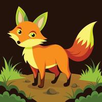 A cartoon fox standing in the grass vector