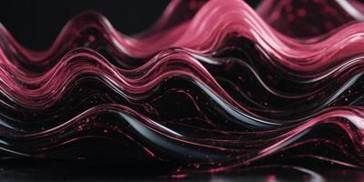 abstract wave background with luxury pink elements Abstract shiny color pink wave design element black background Pink, black corporate waves abstract background. photo