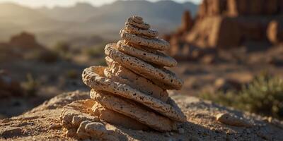 Intricate desert rock formation resembling spiral. photo