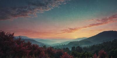 Soft gradient colors blend in a dreamy landscape. photo