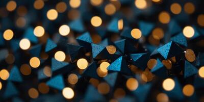 Abstract blue black gold triangle shapes and luxury. photo