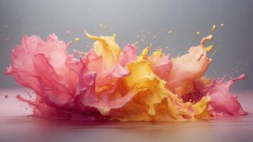 Abstract colorful splash with gradient hues of pink and yellow. photo