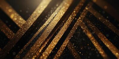 Abstract geometric diagonal gold and black stripes. photo
