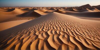 A vast desert where the sand forms intricate fractal patterns that shift with the wind. photo