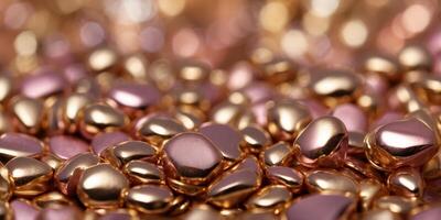 A smooth, shiny gold and pink metallic gradient background. photo