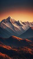 A mountain range made of pure energy, constantly shifting and reshaping itself. photo