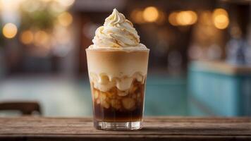 A Vintage Inspired Ice Cream Float with Refreshing Root Beer and Creamy Vanilla Delight. photo