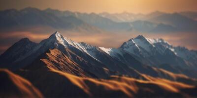 A mountain where the peaks are made of light and the valleys of shadow. photo