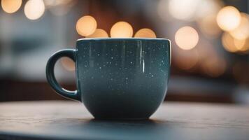 Stylish Ceramic Coffee Cup in Cool Tones with Minimal Design and Copy Space. photo