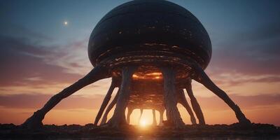 A massive alien structure orbiting a black hole, absorbing its energy. photo