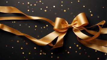 black background with gold ribbon or stripes on border. photo
