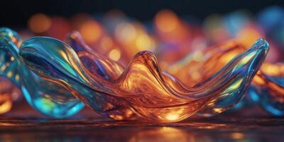 glowing fluid iridescent holographic background. photo