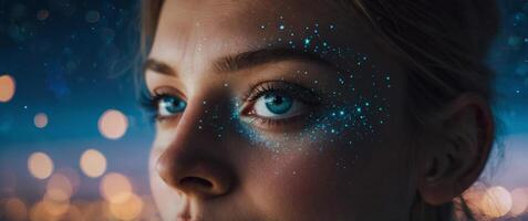 Mesmerizing Starry Sky Reflection in Captivating Eye Capturing Wonder and Dreams. photo