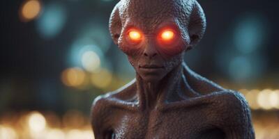 A strange alien creature with multiple eyes and glowing, translucent skin. photo