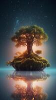 A floating island where the trees are made of stardust and the air hums with magic. photo