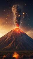 A volcano that erupts dreams, each one taking form and floating into the sky. photo