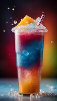 Studio shot of a colorful crushed ice slushy drink. photo