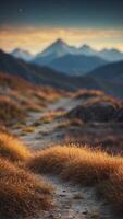 A mountain range where the peaks are living creatures, migrating across the land. photo