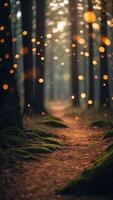 A forest where the trees communicate with each other through pulses of light. photo