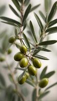 Olive branch with olives simple line art drawing. photo