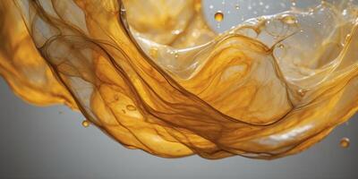 Dynamic Fluid Art in Yellow Tones for Creative Design and Backgrounds. photo