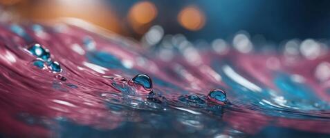 A colorful water surface with a blue and pink swirl. photo
