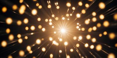 A glowing starburst pattern of white and yellow light on a dark background. photo