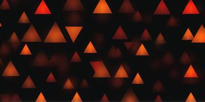 A glowing grid of red and orange triangles over a deep black surface. photo