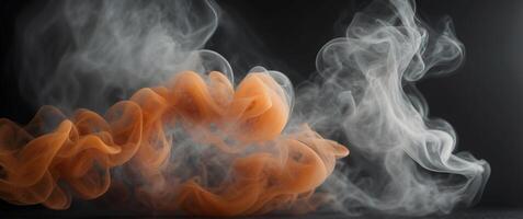 A black and white image of smoke with a white line in the middle. photo