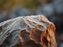 the rough jagged edges of a rock formation in a macro shot. photo