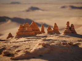 a series of buttes and mesas formed by erosion in a desert landscape. photo