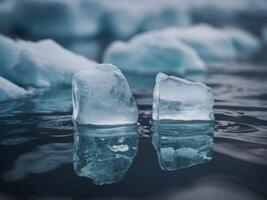 frozen iceberg above and below the water. photo