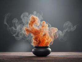 A blurry image of smoke with a gray background. photo