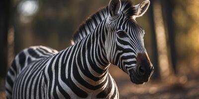 A stylish zebra dressed in a sleek black and white striped business suit. photo